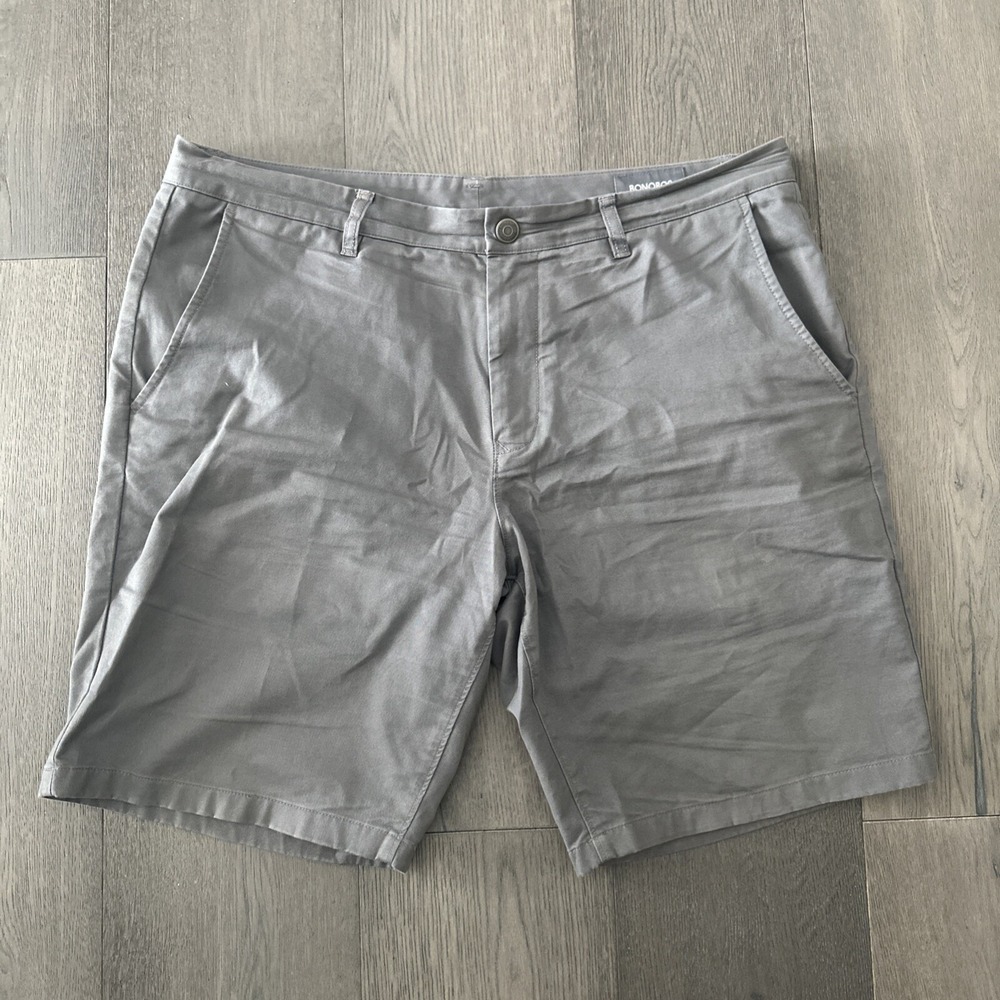 Bonobos Shorts Mens 36 Classic Cotton Chino Gray 9" Inseam Flat Front Casual